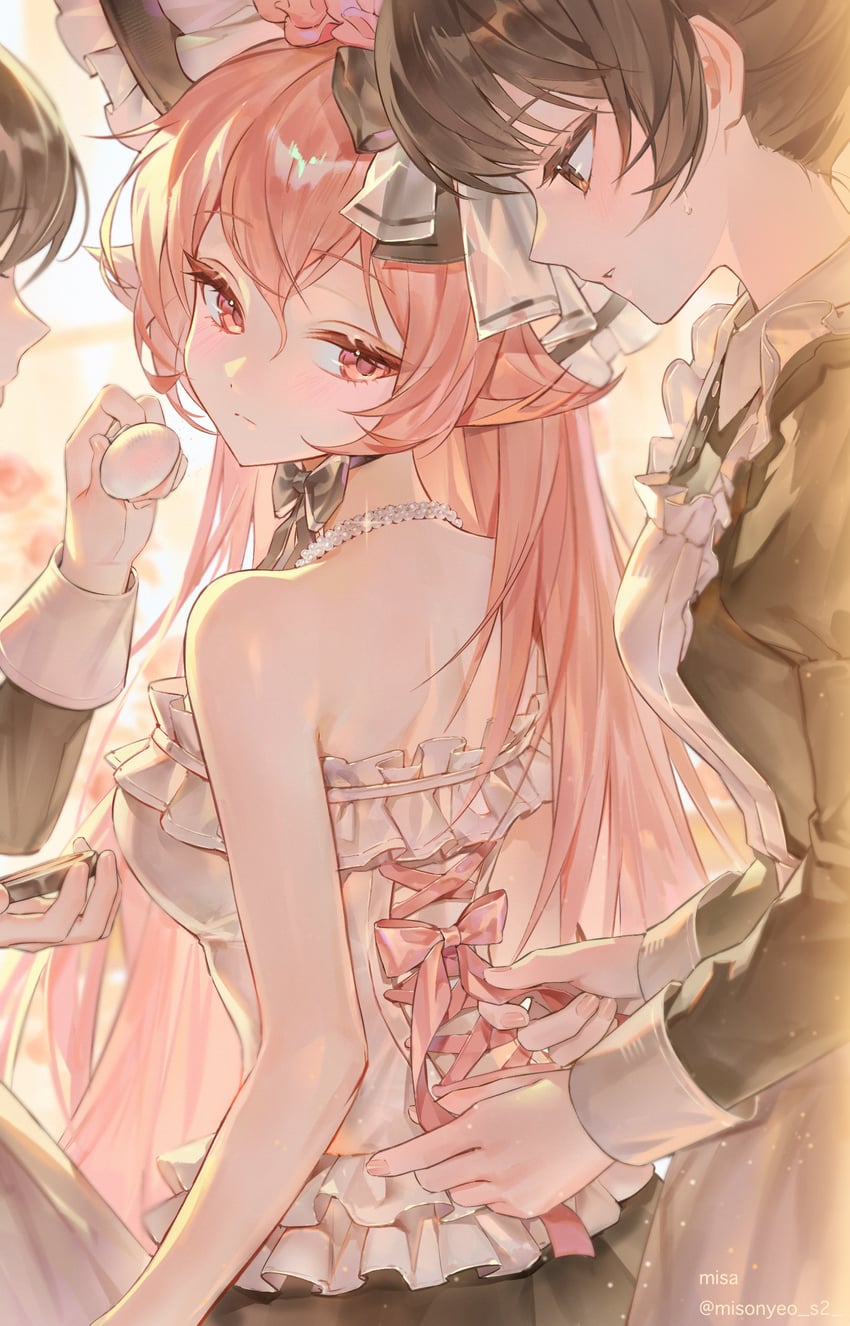 原创 2名女孩 3人女子 围裙 露肩 黑色连衣裙