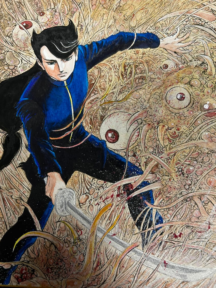 dark cat (manga)、kagezaki hyoui 1名男孩 黑瞳 黑发 血 蓝色夹克