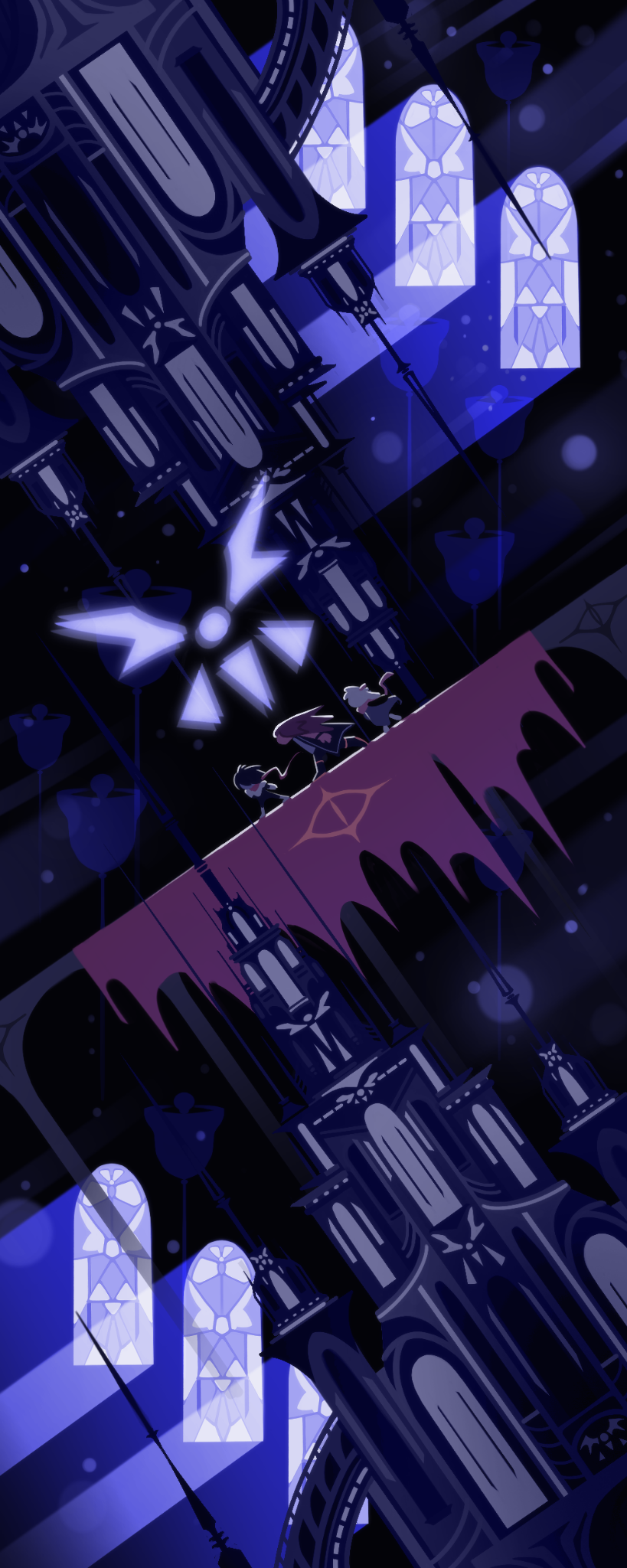三角符文、Undertale/Deltarune、Kris (黑暗世界) (Deltarune) 1名男孩 1名女孩 1个其他角色 教堂 三角符文 (符号)