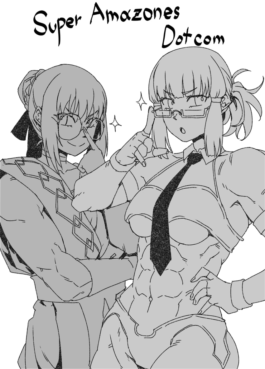 Fate/Grand Order、Fate/strange Fake、Fate系列 2名女孩 腹肌 铠甲 露肩 二头肌