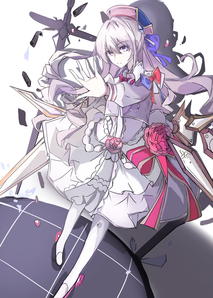 韵律源点 Arcaea、光 (Arcaea)、光 (断片) (韵律源点) 1名女孩 贝雷帽 蝴蝶结 蝶形领结 康乃馨