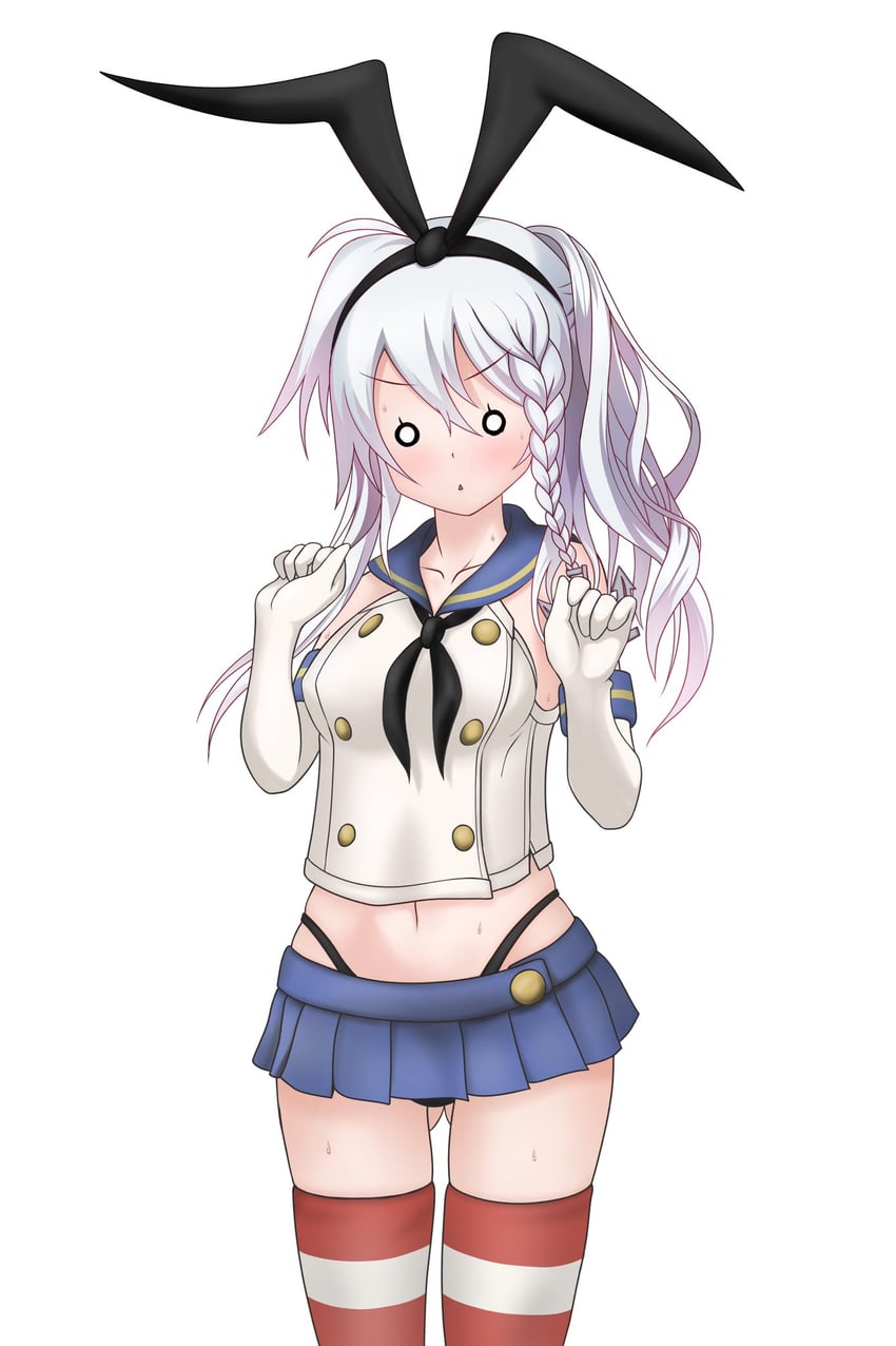 9-nine-、舰队Collection、新美空 1名女孩 呆毛 兽耳 大腿间可见臀部 露肩