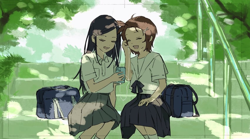 金牌得主 (漫画)、神崎光、结束祈 2名女孩 :D 包 黑发 蓝裙子