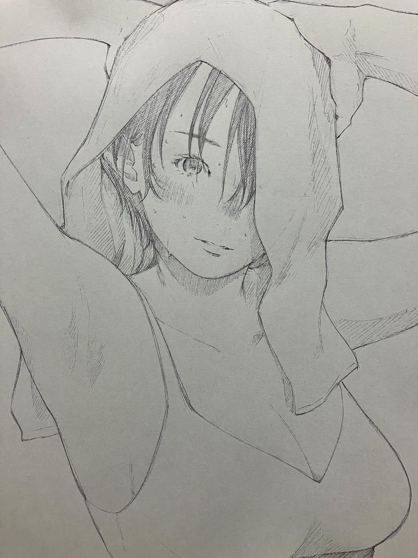 原创 1名女孩 沐浴后 举起双手 乳房 乳沟