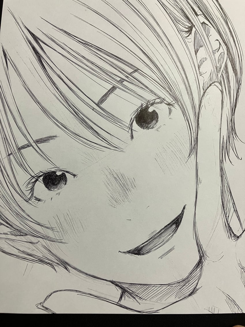 原创 1名女孩 锅盖头 灰度 看向观众 单色