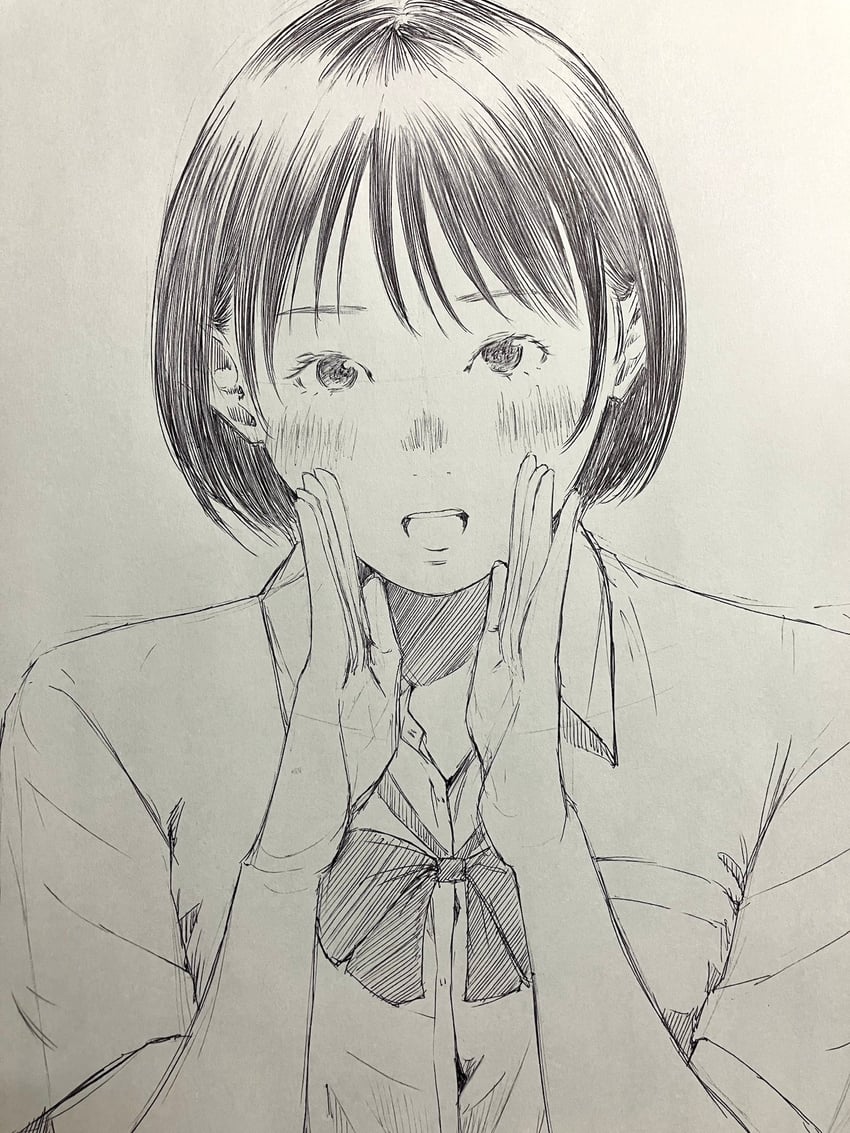 原创 1名女孩 :D 脸红 蝴蝶结 锅盖头