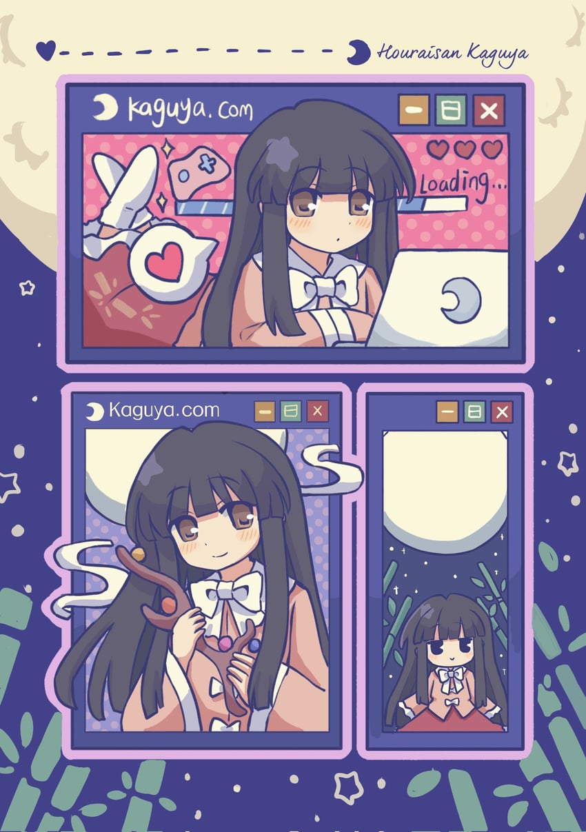 东方Project、蓬莱山辉夜 1名女孩 竹子 竹子印花 蝴蝶结 蝶形领结