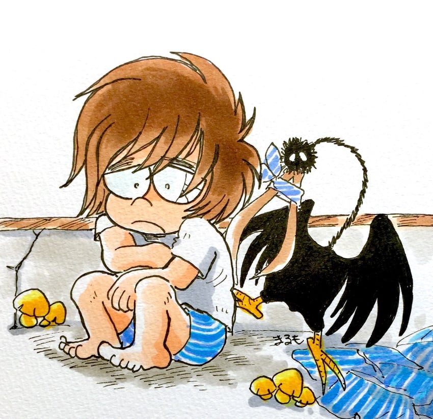 哈洛克传奇、mr.bird (harlock saga)、大山登志郎 1名男孩 鸟 棕发 闭嘴 全身
