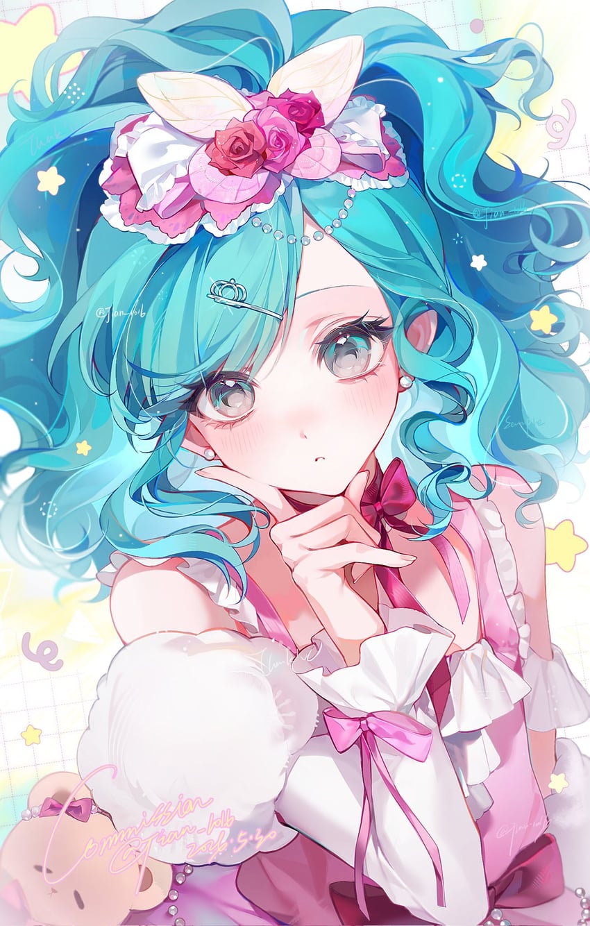原创 蓝眼 蓝发 蝴蝶结 蝴蝶发饰 耳环
