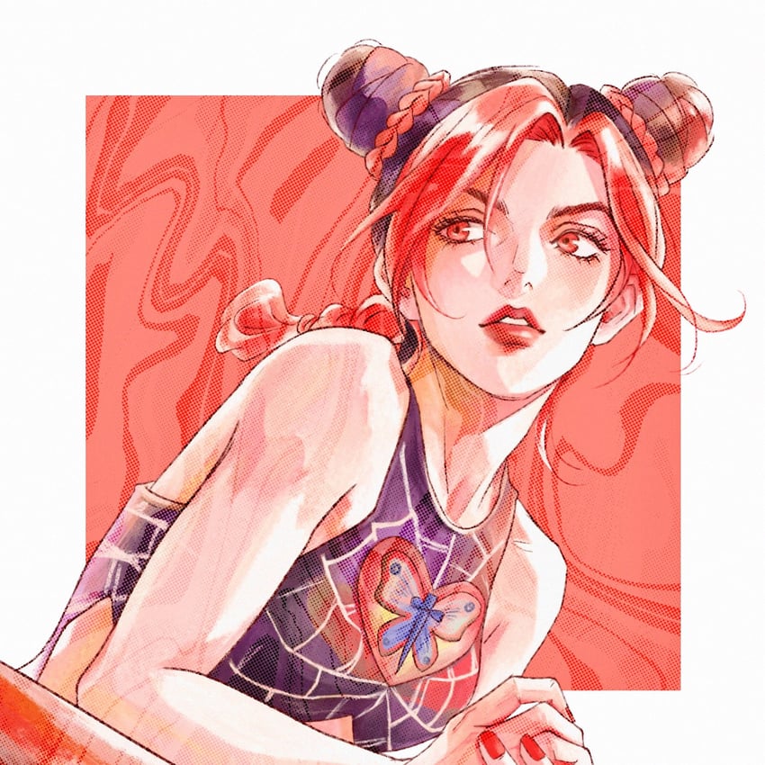 JOJO的奇妙冒险、石之海、空条徐伦 1名女孩 黑发 边框 辫子 编发基底