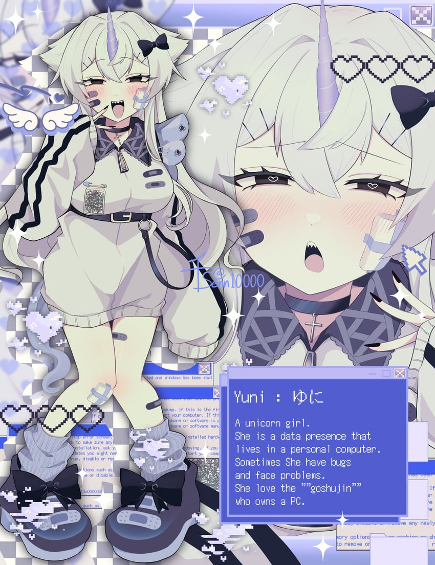 原创、yuni (senn10000) 1名女孩 创可贴 脸上的创可贴 bandaid on footwear 腿上的创可贴