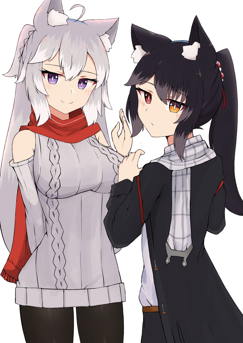 原创 2名女孩 兽耳毛 兽耳 艾兰毛衣 露肩