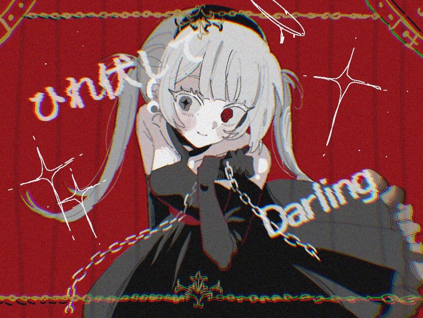 原创 露肩 黑色连衣裙 十字形瞳孔 窗帘 连衣裙