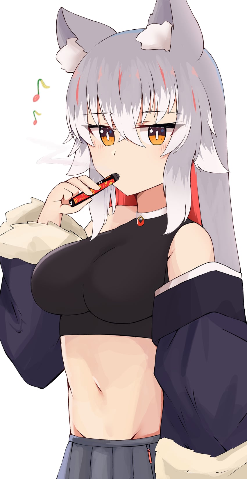原创 1名女孩 兽耳毛 兽耳 乳房 露脐短衫