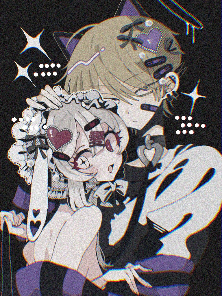 原创 1名男孩 1名女孩 兽耳发箍 兽耳 创可贴