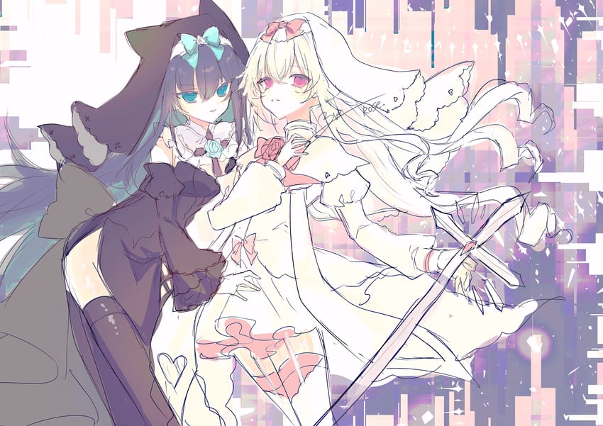 韵律源点 Arcaea、光 (Arcaea)、光(对立/Fatalis)(Arcaea) 替换服装 黑色连衣裙 黑发 黑色过膝袜 蓝眼
