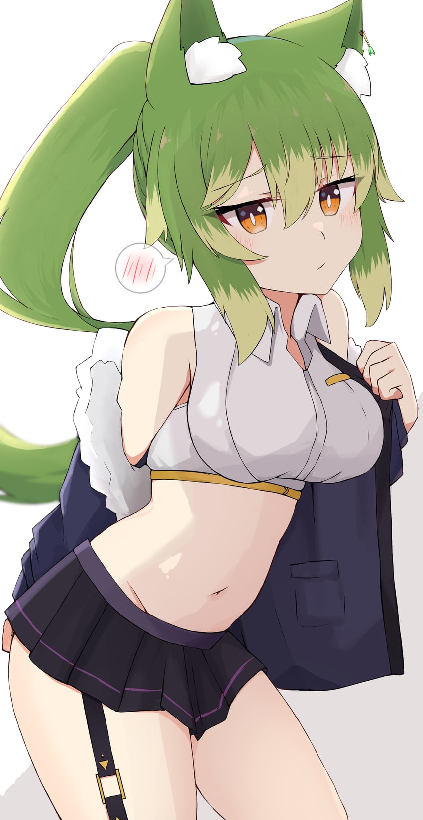 原创 1名女孩 兽耳毛 兽耳 露肩 黑色裙子