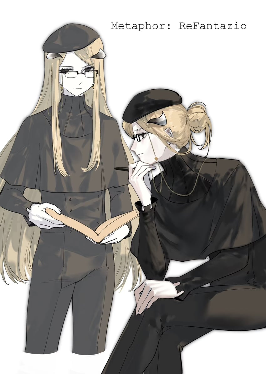 暗喻幻想：ReFantazio、摩尔 (Metaphor: ReFantazio) 2名女孩 替换服装 贝雷帽 黑色小披肩 黑裤子