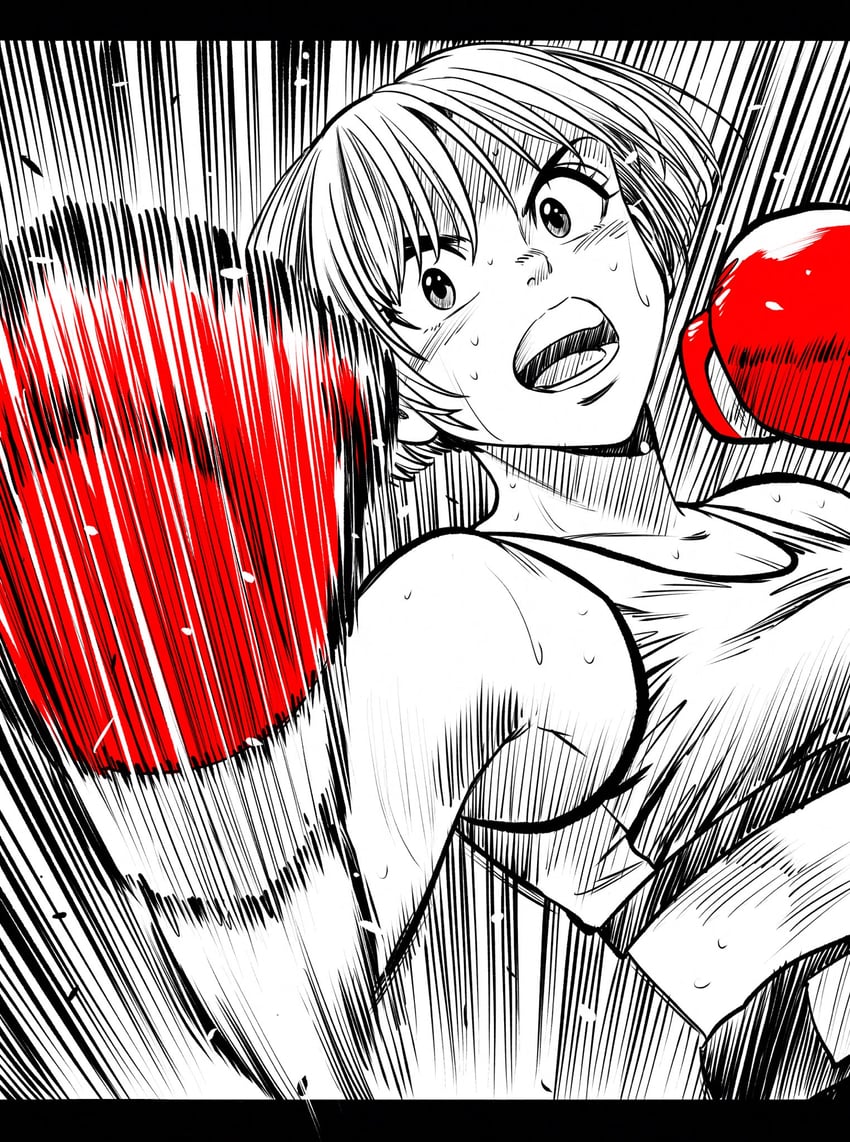原创 1名女孩 拳击 拳击手套 拳击短裤 乳房