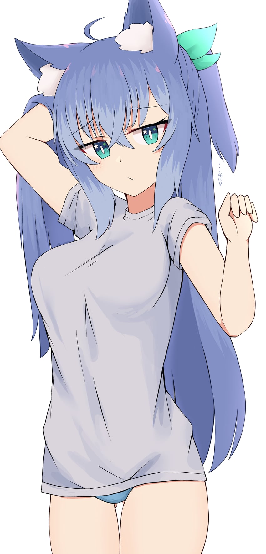 原创 1名女孩 呆毛 兽耳毛 兽耳 手放在头后