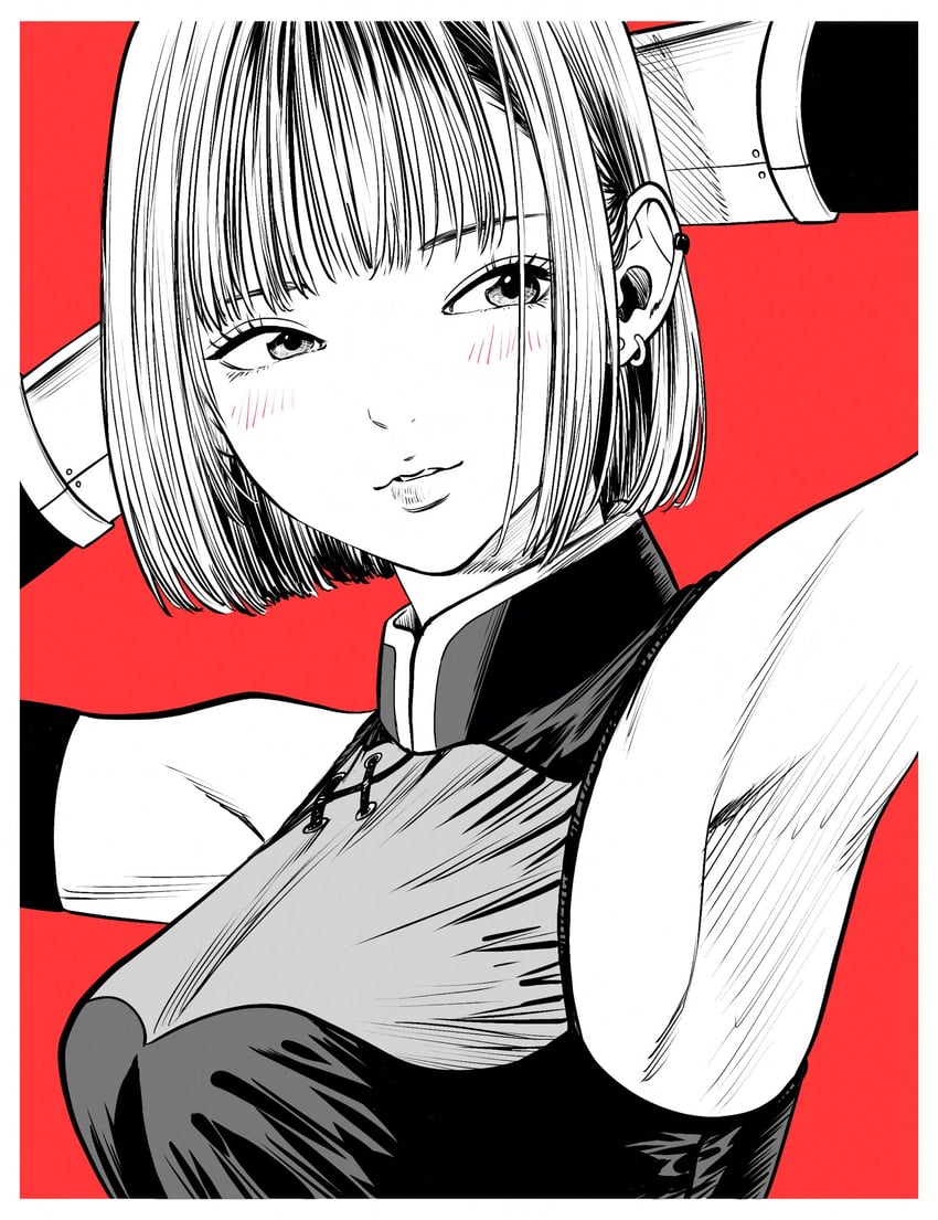 原创 1名女孩 腋下 双手抱头 波波头 乳房