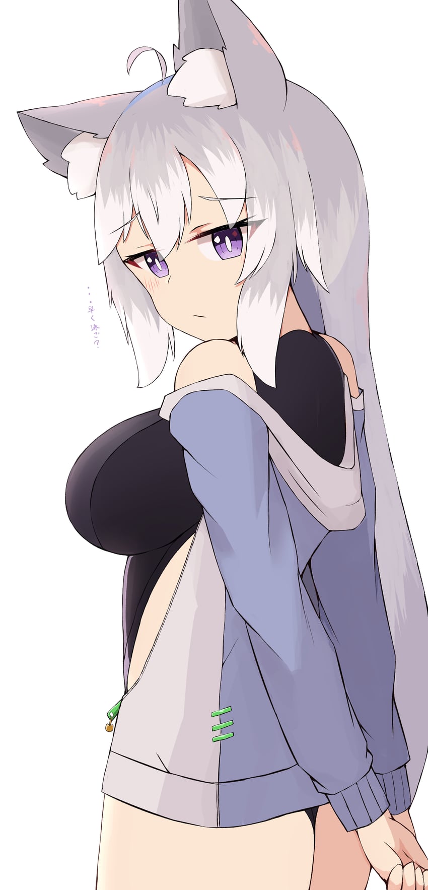 原创 1名女孩 呆毛 兽耳毛 兽耳 双手背在身后