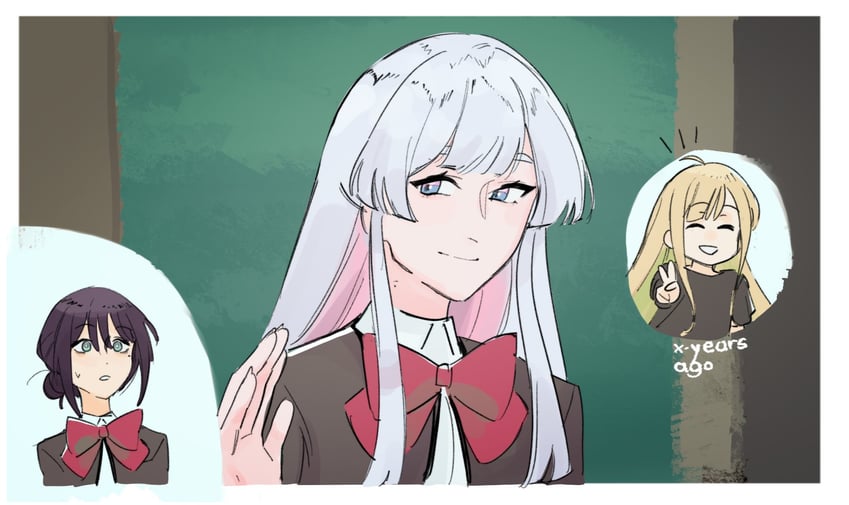 超辉夜姬!、少女☆歌剧 Revue Starlight、辉夜 (超辉夜姬!) 2名女孩 黑发 蓝眼 蝴蝶结 蝶形领结