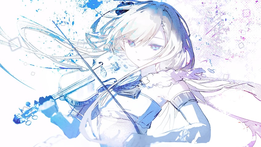 原创 1名女孩 露肩 黑色蝴蝶结 蓝眼 蝴蝶结