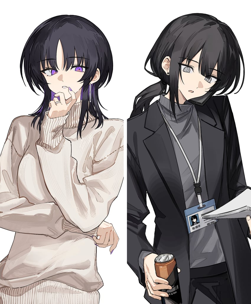 魔法少女的小镇审判、宝钟玛歌、黑部奈乃花 2名女孩 年龄增长 替换服装 不同发型 黑发