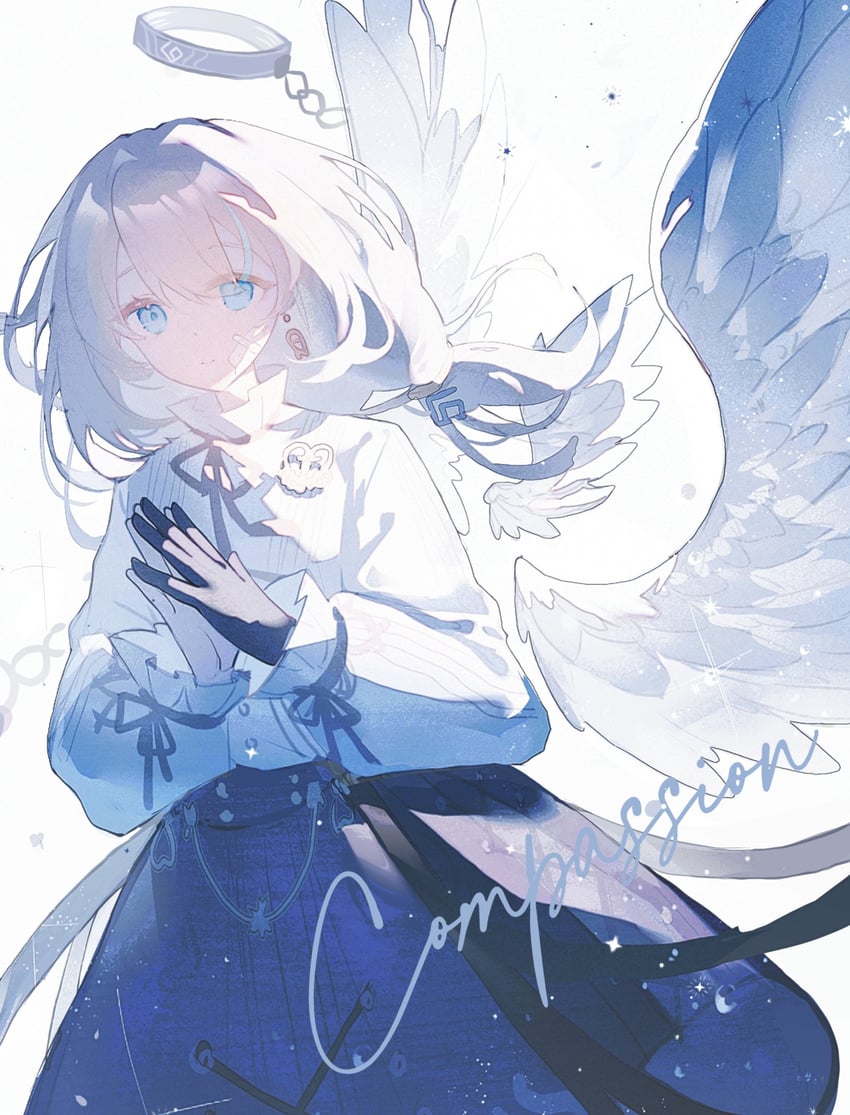 韵律源点 Arcaea、怜悯 (Arcaea) 天使翅膀 脸上缠着绷带 绷带 创可贴 脸上的创可贴