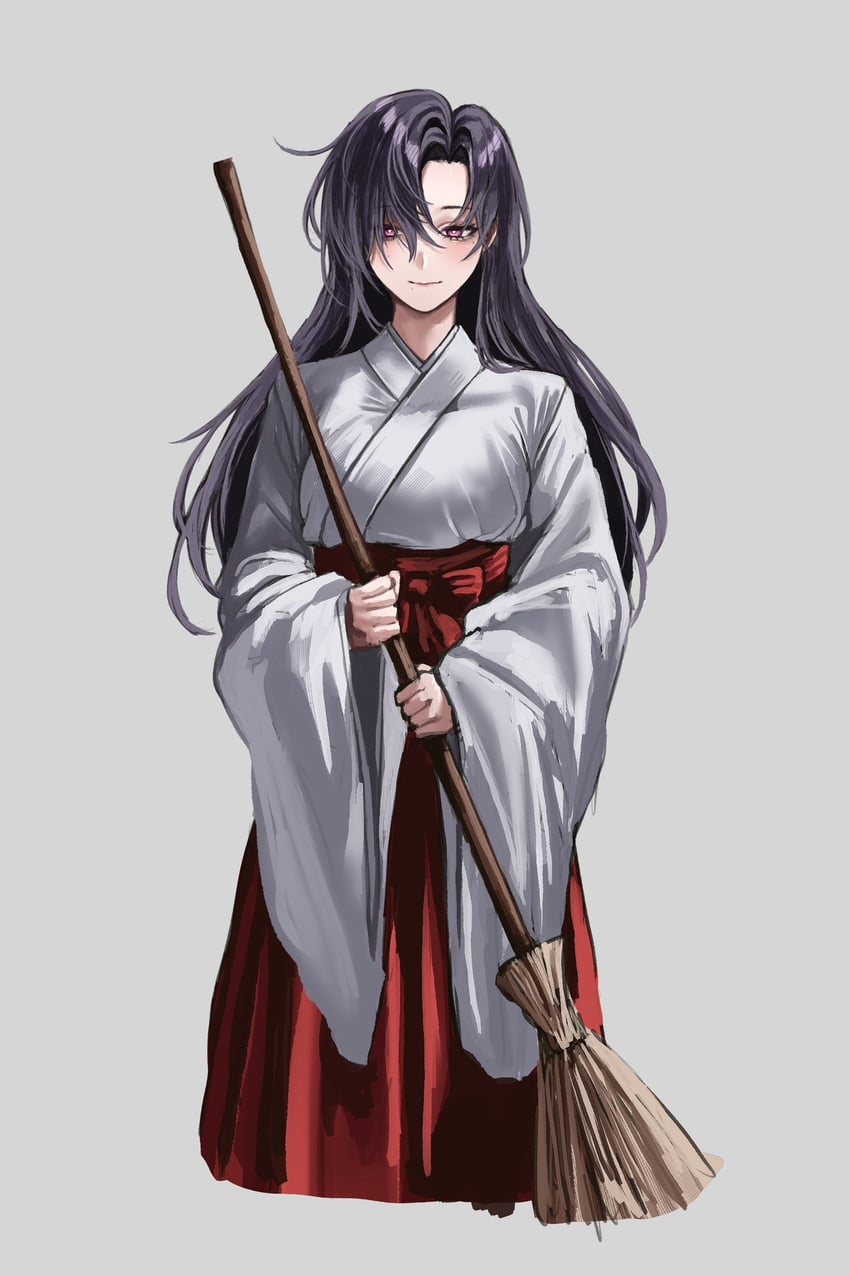 原创 1名女孩 亮瞳 扫帚 袴 手持