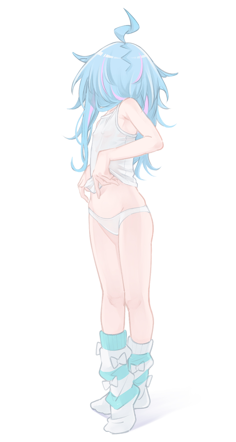 Hololive、水宫飒 1名女孩 呆毛 腋下 蓝发 乳房