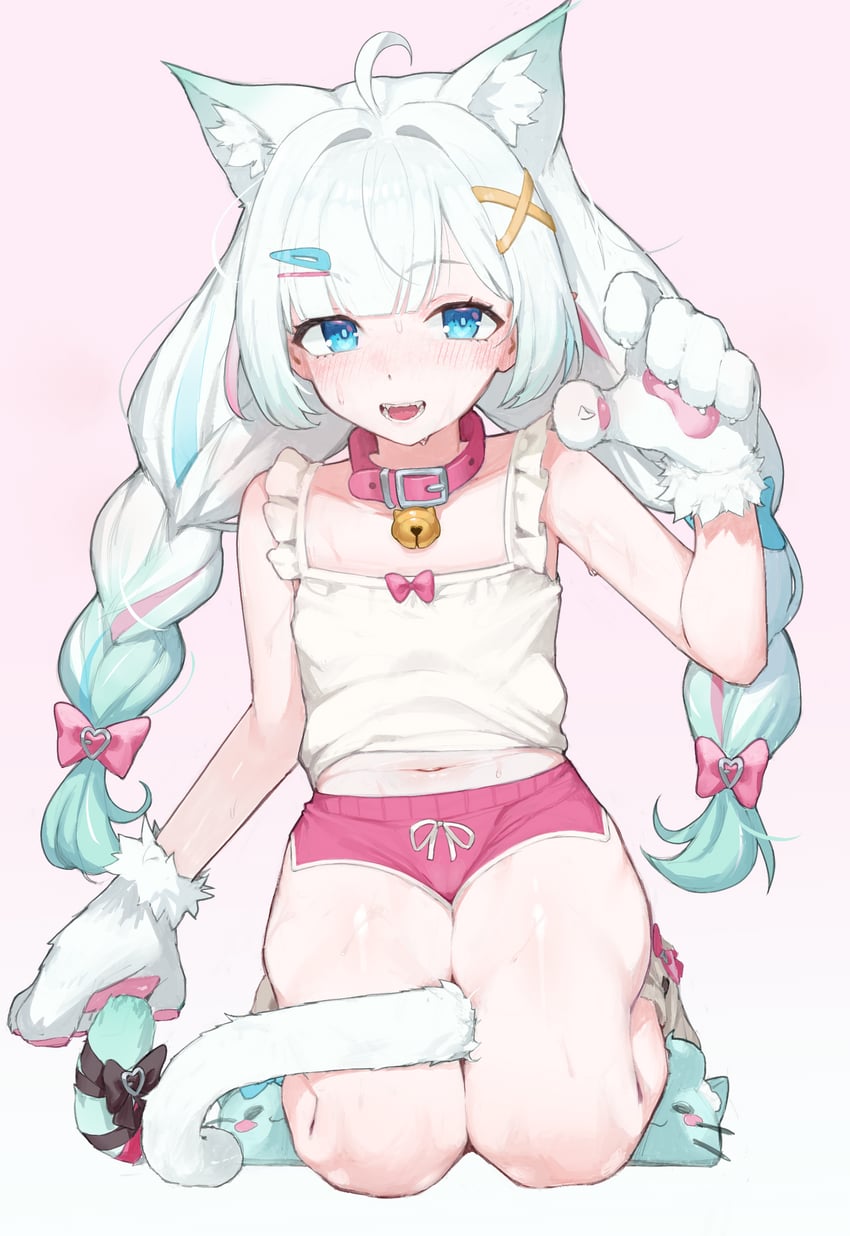 传说.exe、冥土 (Mint Fantome)、薄荷·芳托姆 (otaku) 1名女孩 呆毛 兽耳毛 兽耳 动物拖鞋