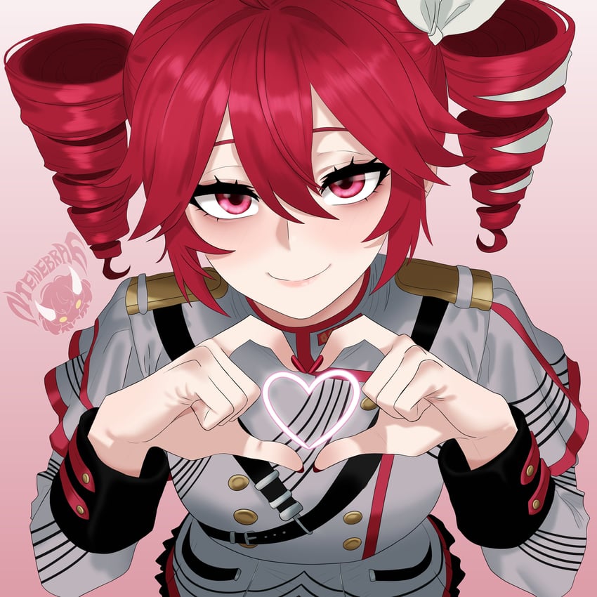 Synthesizer V、UTAU、重音Teto 1名女孩 呆毛 蝴蝶结 纽扣 钻头发