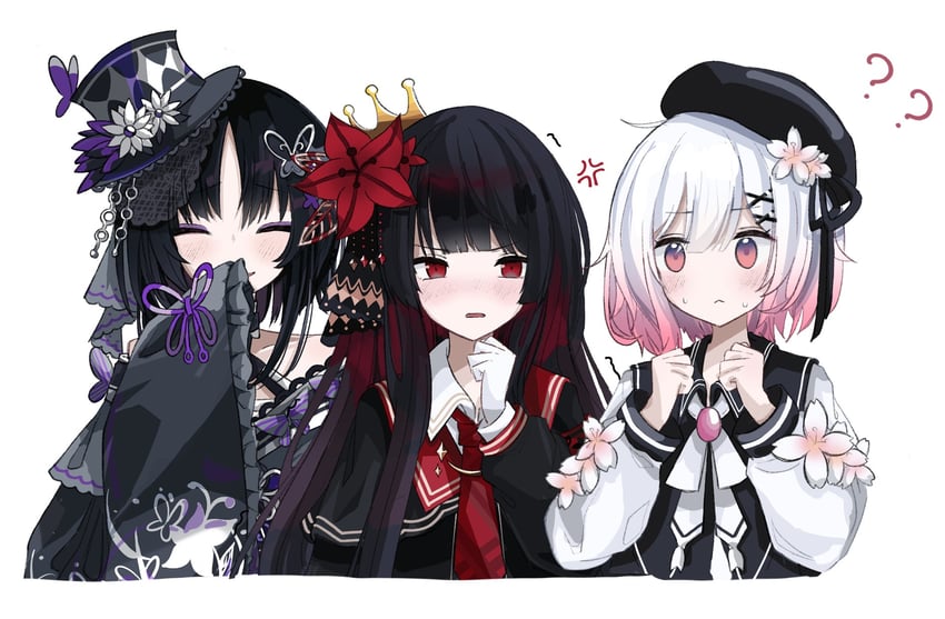魔法少女的小镇审判、宝钟玛歌、二阶堂博 露肩 贝雷帽 黑色手套 黑发 黑帽子