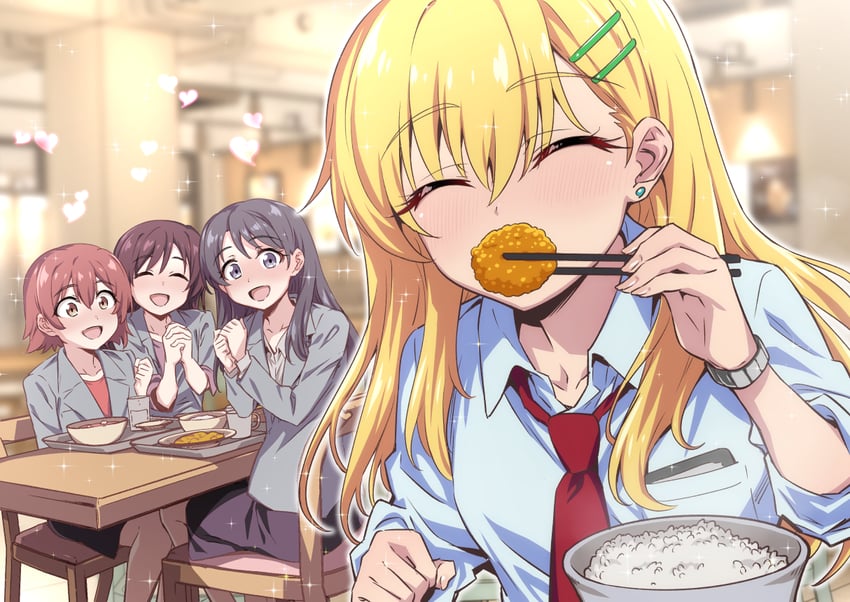 原创 3人女子 :D 黑发 金发 蓝色衬衫