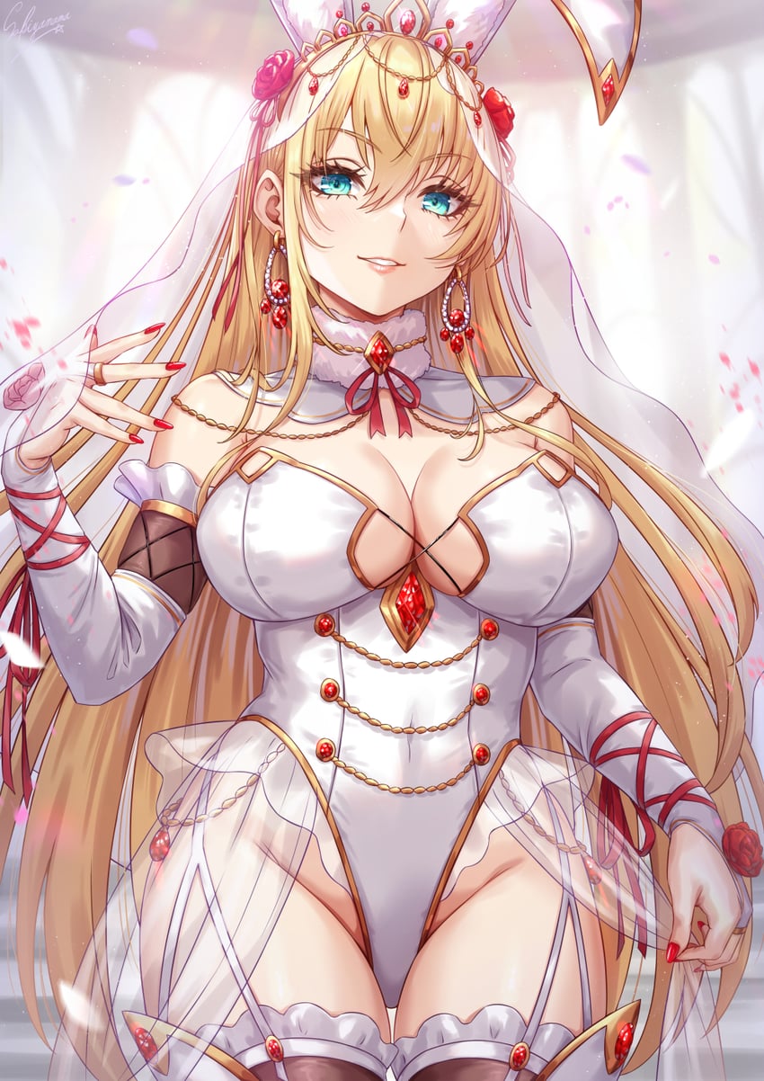 原创 1名女孩 兽耳 水色瞳 金发 乳房