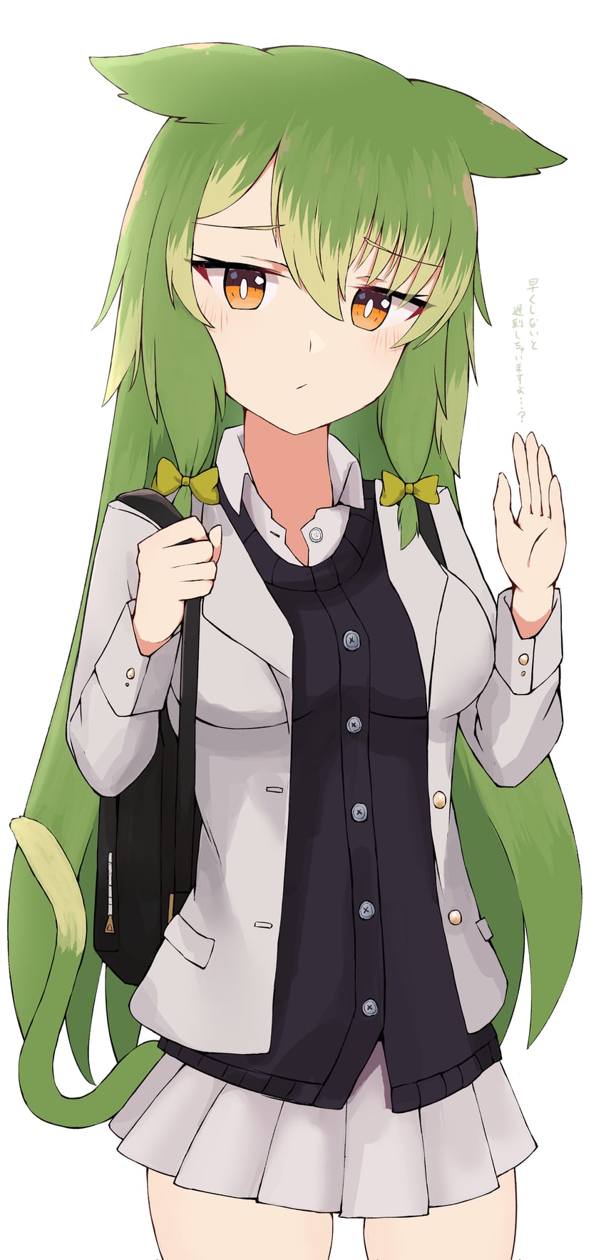原创 1名女孩 兽耳 背包 包 黑色针织衫