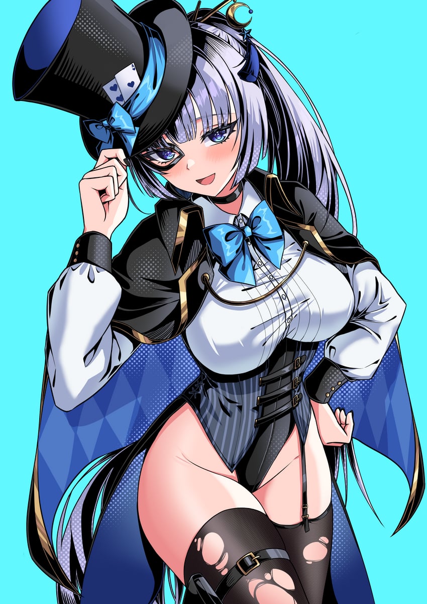 原创 1名女孩 黑色披肩 黑色项圈 黑色紧身连体衣 黑色过膝袜