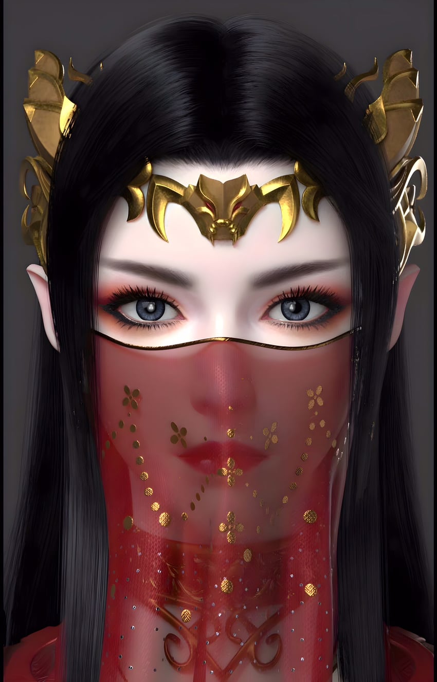 斗破苍穹、彩鳞 (斗破苍穹) 1名女孩 闭嘴 项圈 耳环 灰瞳