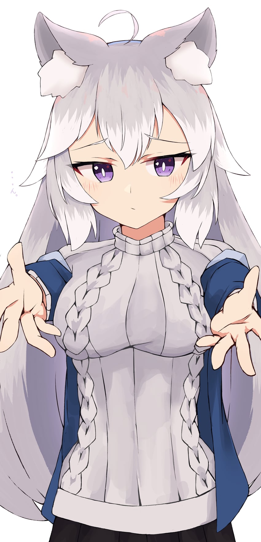 原创 1名女孩 呆毛 兽耳毛 兽耳 艾兰毛衣