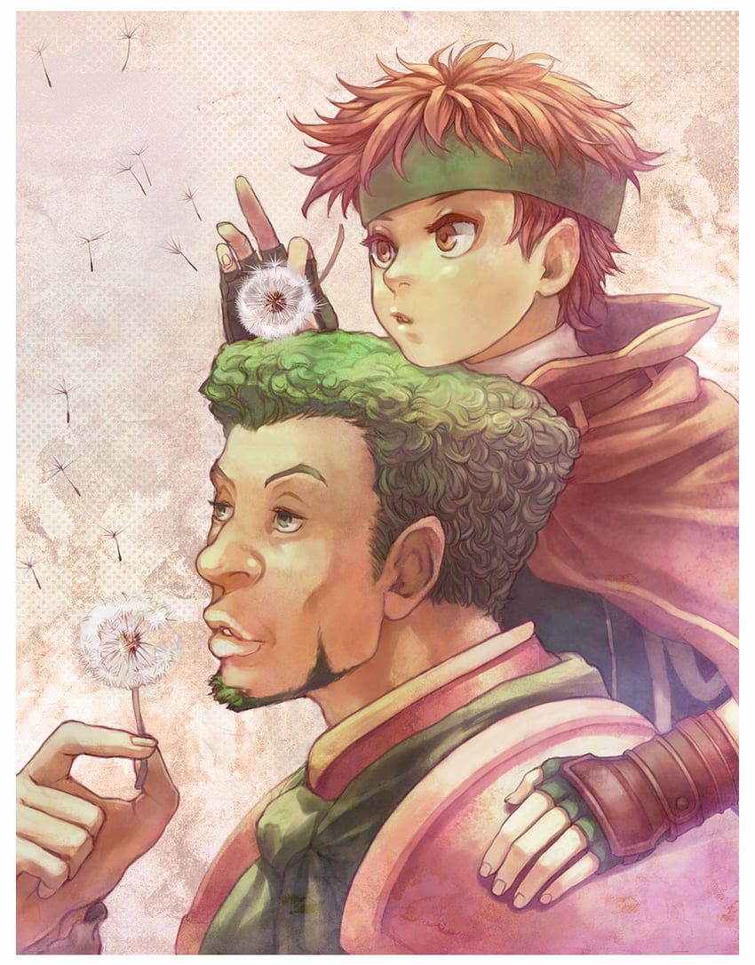 火焰纹章、火焰之纹章：苍炎之轨迹、devdan (fire emblem) 2个男孩 吹气 边框 蒲公英 蒲公英绒球
