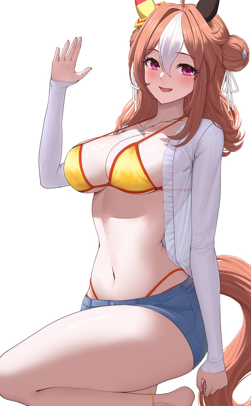 赛马娘、小林历奇 (赛马娘) 1名女孩 兽耳 比基尼 短裤下的比基尼底裤 衣内比基尼