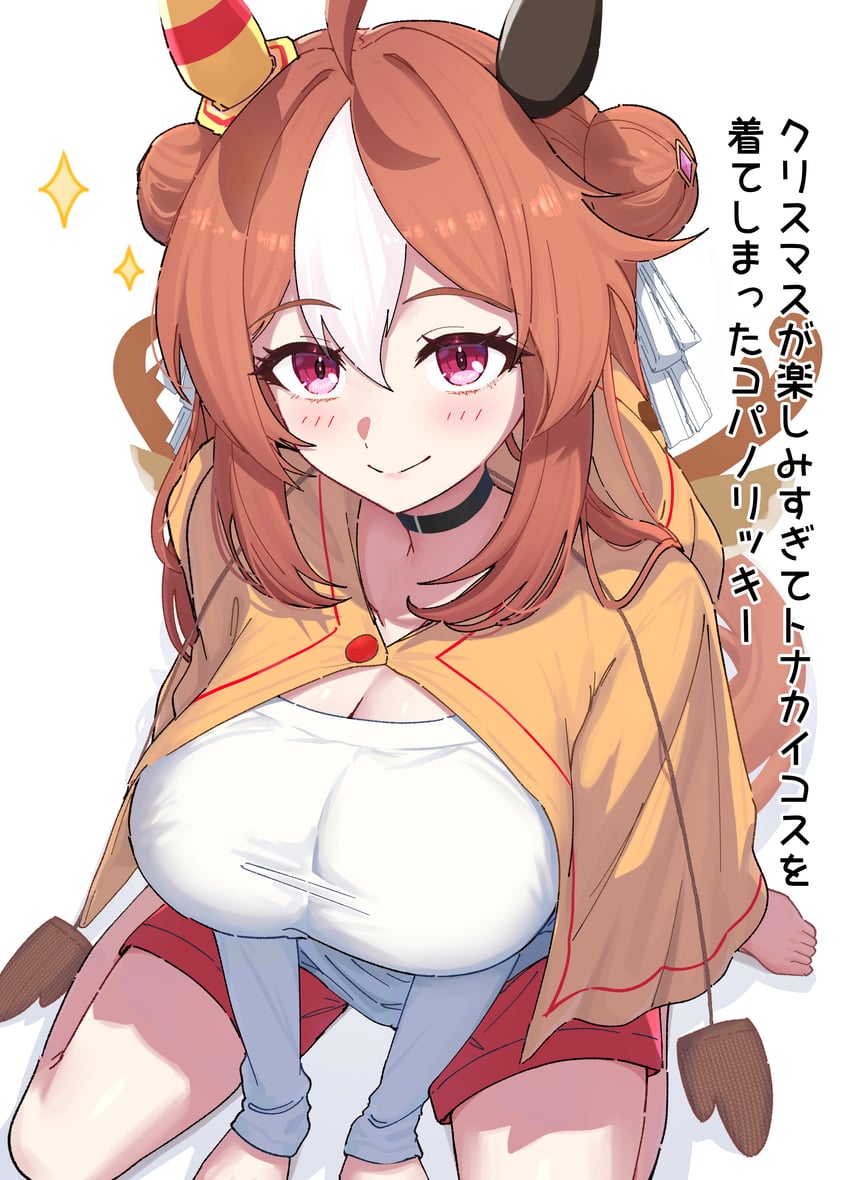 赛马娘、小林历奇 (赛马娘) 1名女孩 呆毛 兽耳 黑色项圈 脸红