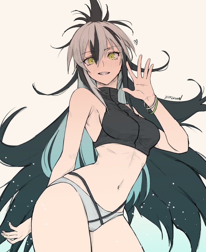 Fate/Grand Order、Fate系列、长尾景虎（Fate） 1名女孩 改装服装 比基尼 黑发 乳房
