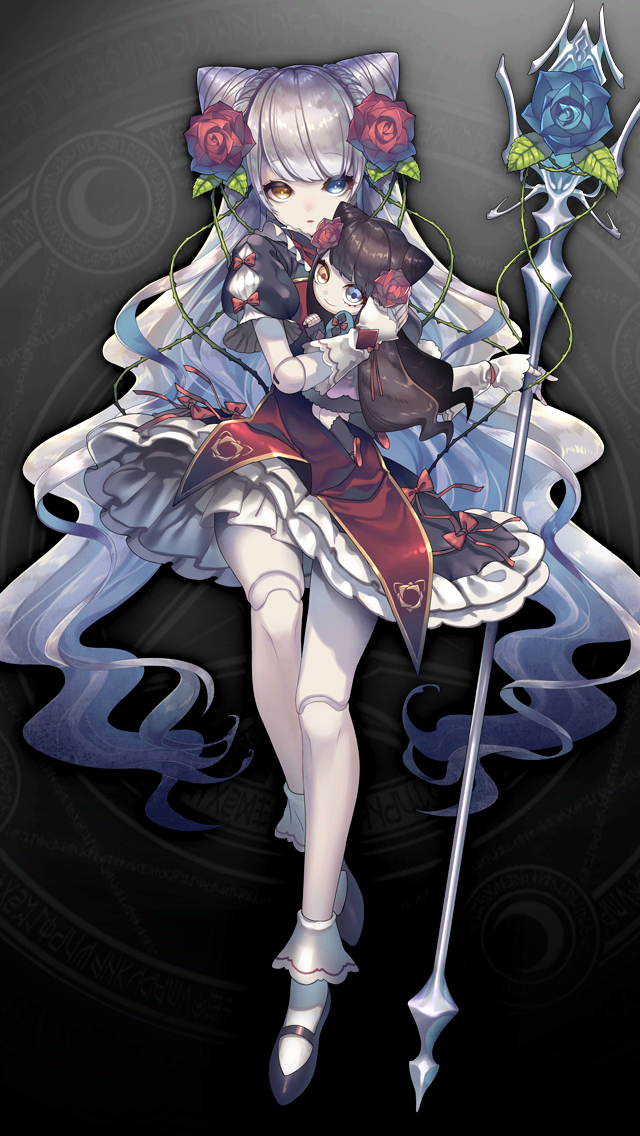 格林笔记、flambeau (grimms notes)、flambeau (original) (grimms notes) 1名女孩 黑发 黑鞋 蓝眼 蓝花