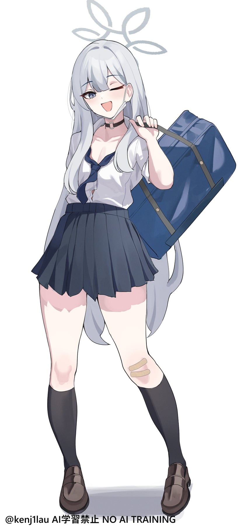 蔚蓝档案、木乃香 (蔚蓝档案) 1名女孩 发型长度变动 (更长) 作者名 包 创可贴