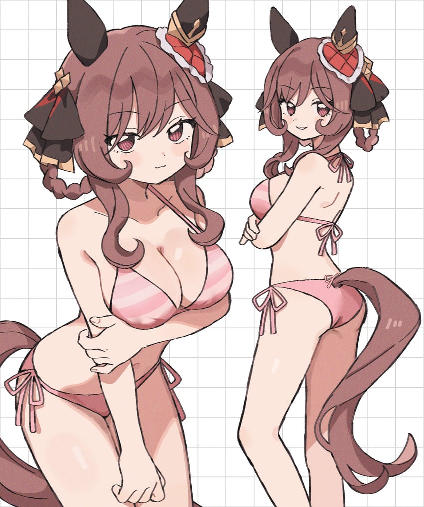 赛马娘、贵妇人(赛马娘) 1名女孩 兽耳 手臂托在乳房下 屁股 比基尼