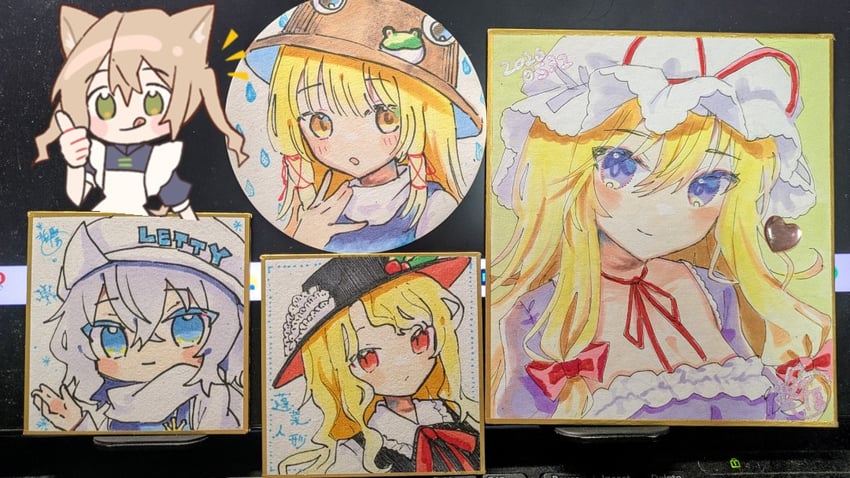 原创、东方Project、夹克女孩 (Dipp) 5名女孩 :q 兽耳 画师本人 黑帽子