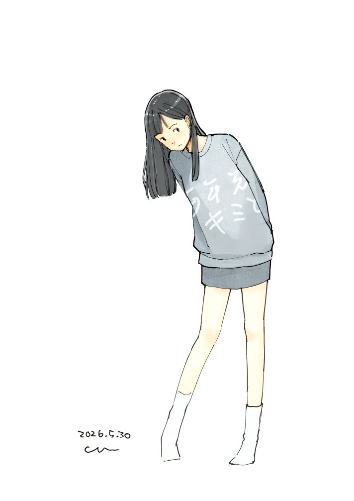 原创 1名女孩 裸腿 黑发 有日期 无表情